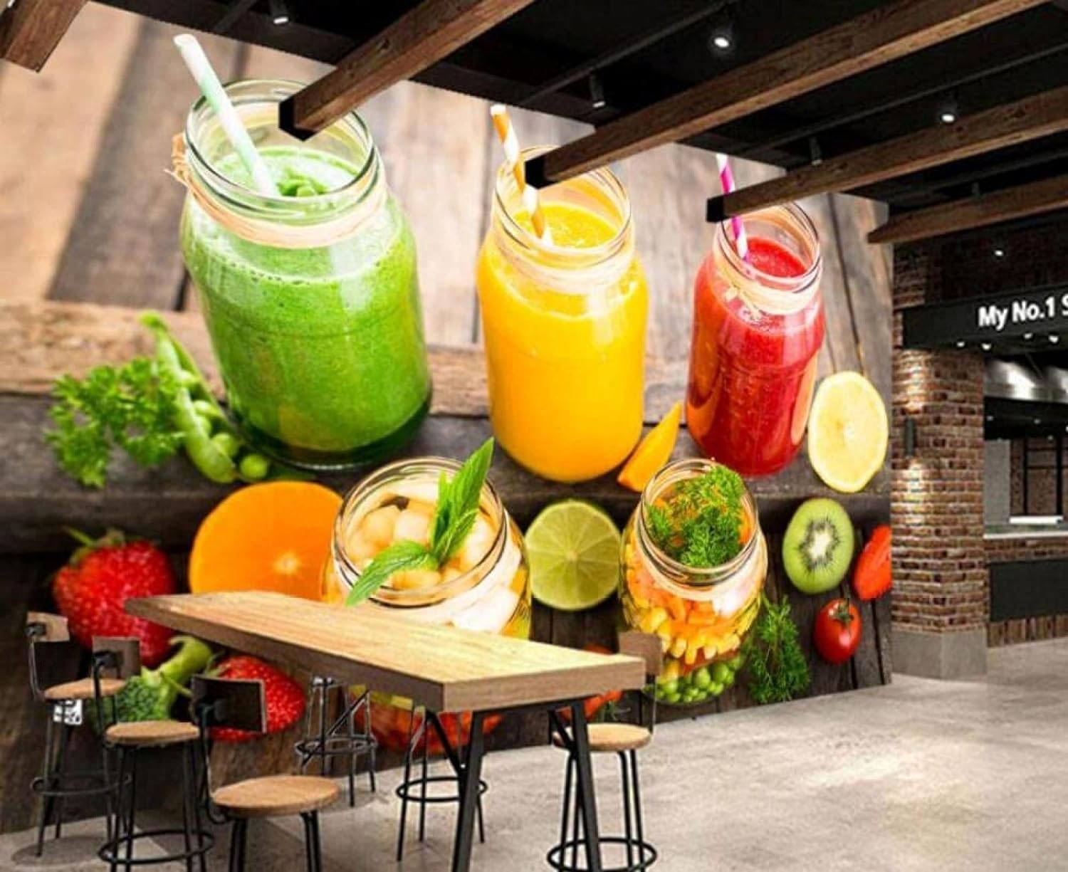Papier Peint Photo 3D Mural Auto-Adhésif Fruits Légumes 300x210cm