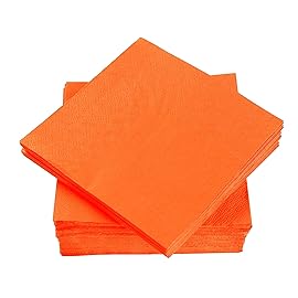 100 Pack Cocktail Napkin 2-Ply Dessert Napkins Folded 5 x 5 Inches Disposable Napkins for Dinner Wedding Birthday Party Bridal Anniversary Reception Event (100, Orange)