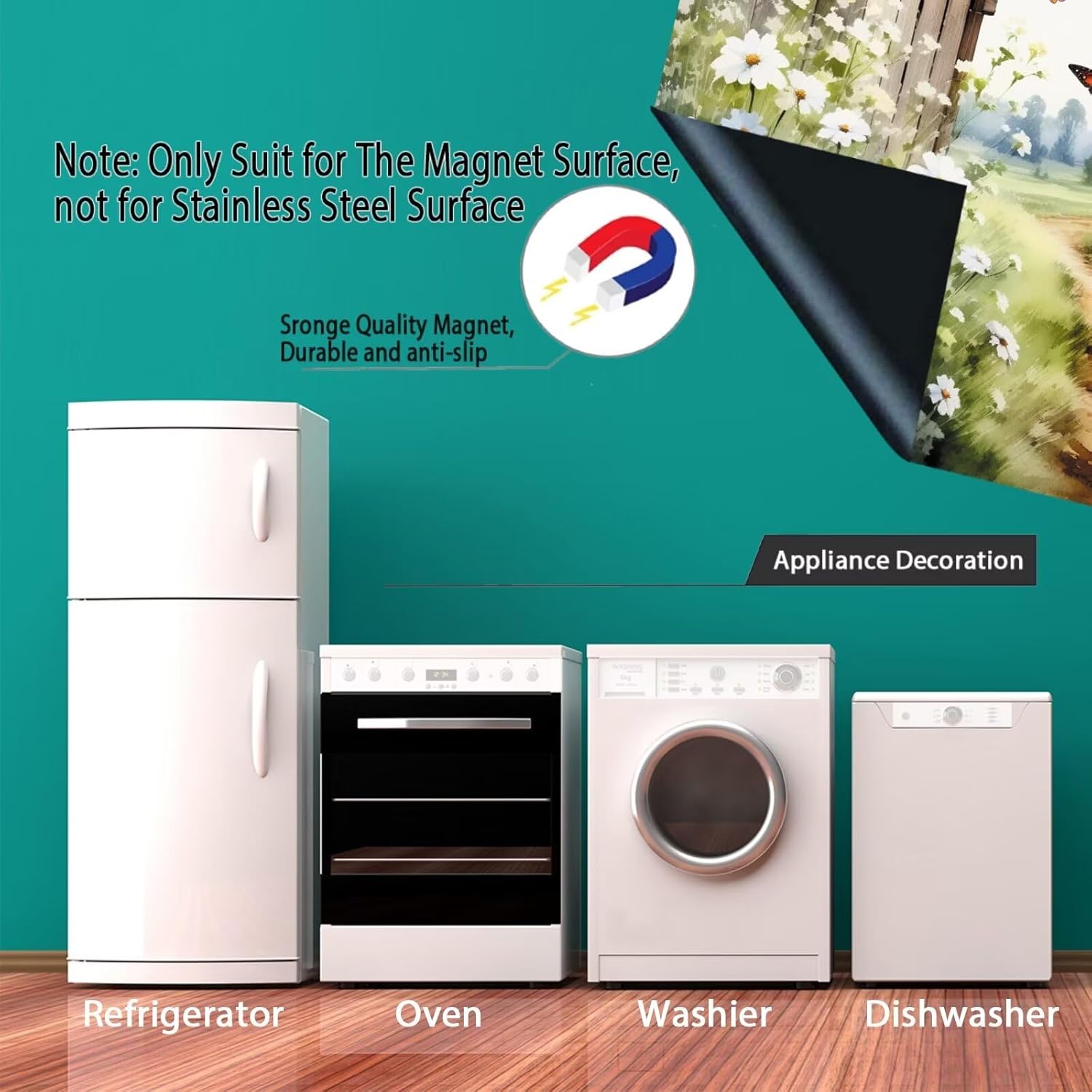 Farmhouse Landscape Dishwasher Decor,Country Barn Kitchen Decorative Refrigerator Door Sheet 23"x17" Dishwasher Cover Magnet Butterfly Sticker,Watercolor Decal