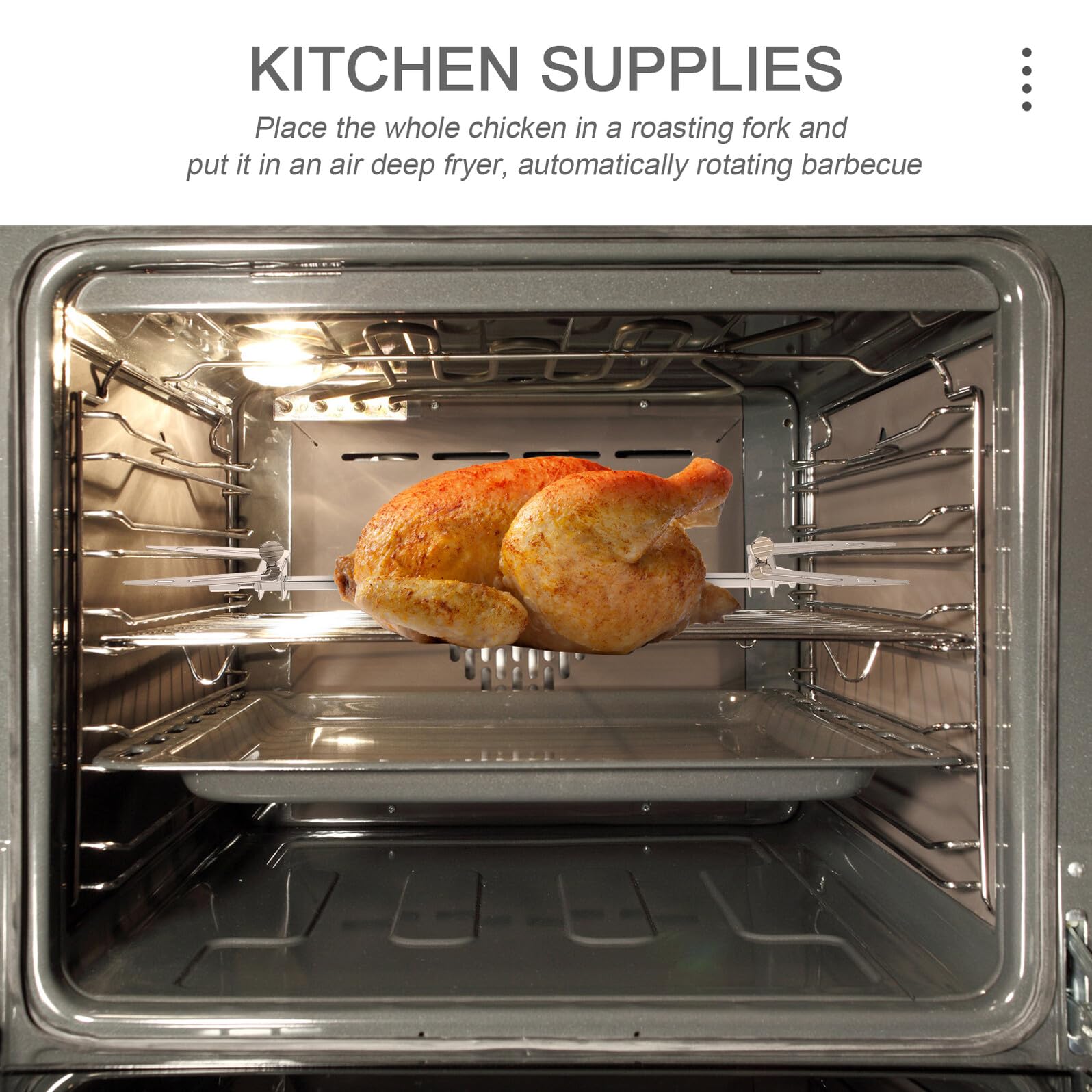 SHINEOFI Soporte Ajustable para Asar Pollo y Pavo en Freidora de Aire, Tenedor de Acero Inoxidable Resistente al Calor, Accesorio para Parrilla y Cocina al Aire Libre, Adecuado para Carne