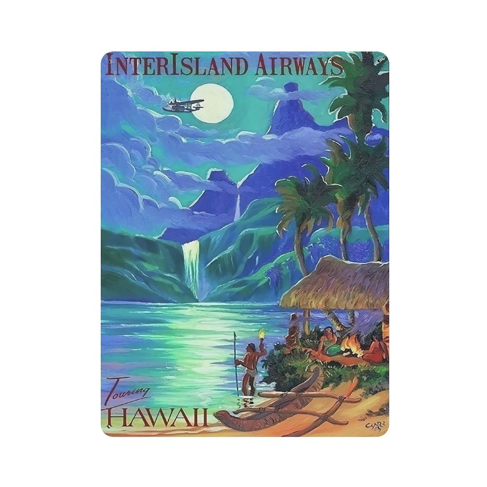 woodlogic Metal Tin Sign Hawaii Vintage Tin Poster Metal Sign Wall Decoration Country Kitchen Home Garage Decor 16"x12"