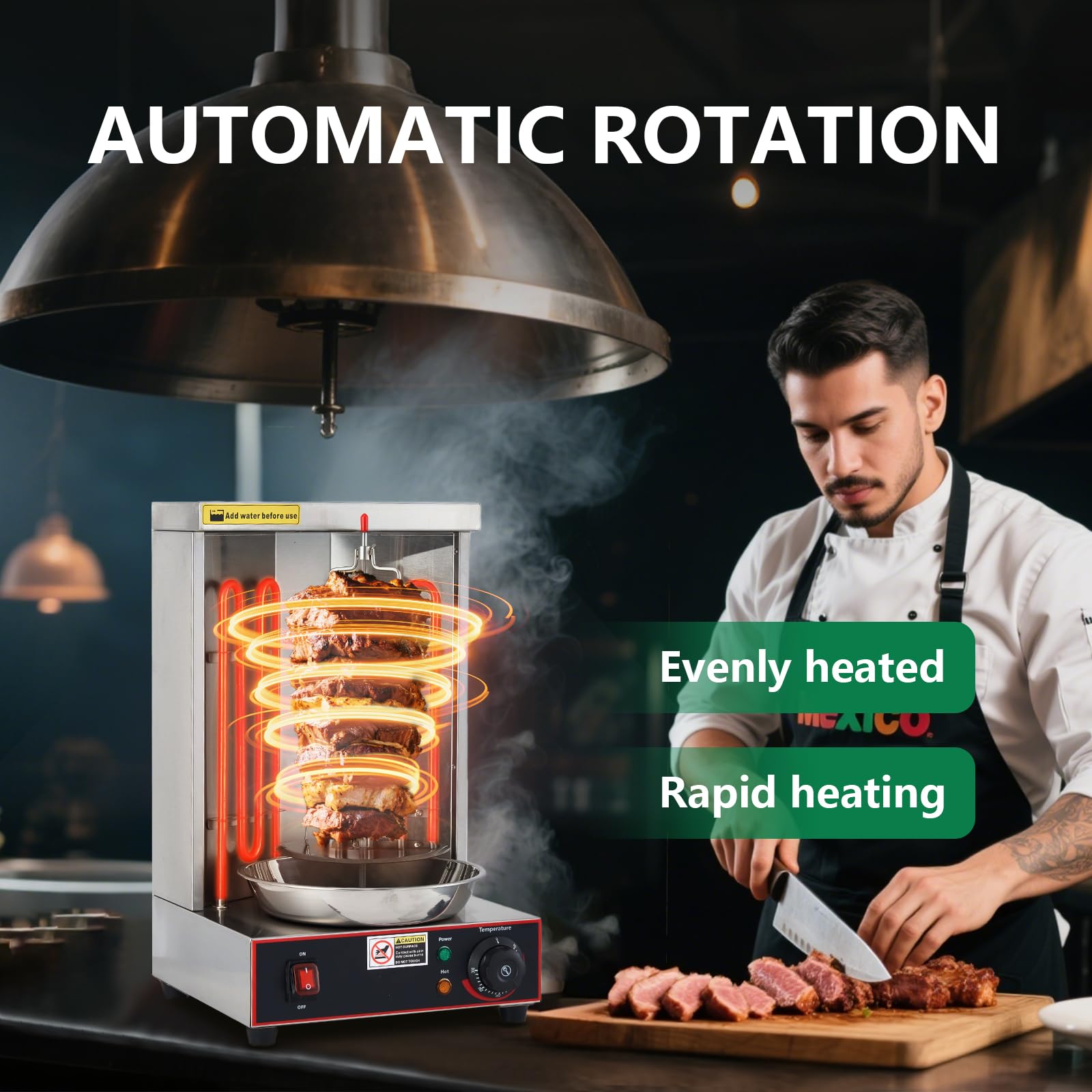 Lifello Electric Shawarma Machine, 3000W Doner Kebab Machine Shawarma Grill Machine, Vertical Rotating Countertop Rotisserie Oven for 5-13 Lbs Meat, Vertical Broiler Shawarma Gyro Meat Cooker Machine