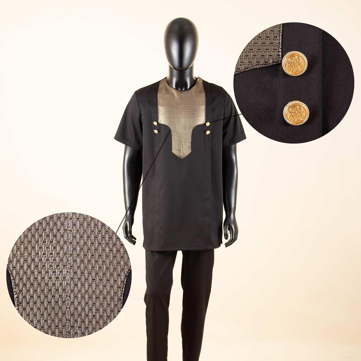 African Suits for Men Embroidery Short Sleeve Shirts and Pants 2 Piece Set Dashiki Outfits Wedding Evening - Image 3