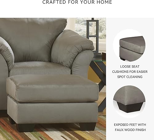 Miniatura 5 de Signature Design by Ashley Darcy - Otomana cuadrada de felpa casual, color marrón grisáceo, 25 pulgadas de profundidad x 31 pulgadas de ancho x 18