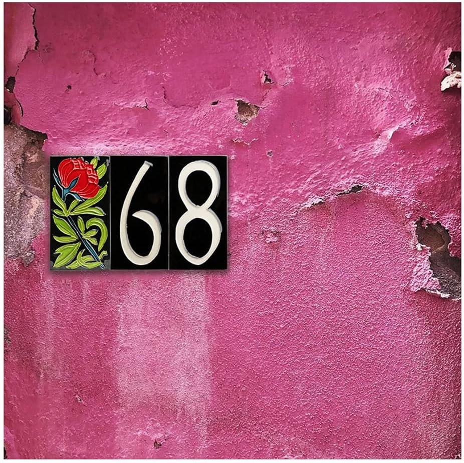 1pcs 0-9 Hand-Painted Ceramic House Number, 15cm/6inch Nordic American Style House Numbers Plaques, Door Plates Number Street Address Outdoor Sign (Color : Woodpecker)