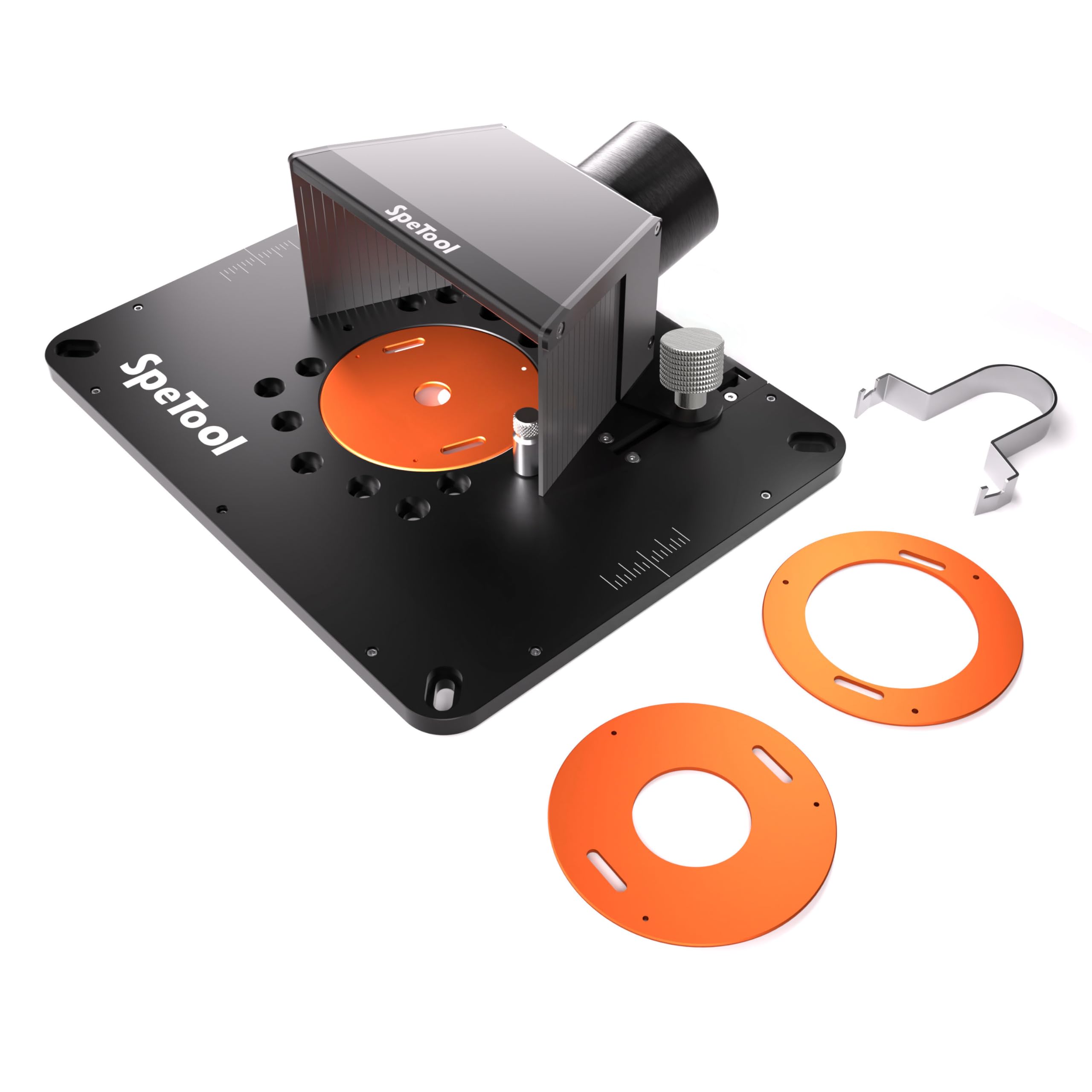 SpeTool Placa de fresado de aluminio de precisión con extracción de polvo, placa de fresado para fresadoras superiores con la mayoría de fresadoras, tamaño estándar 235 x 298 mm