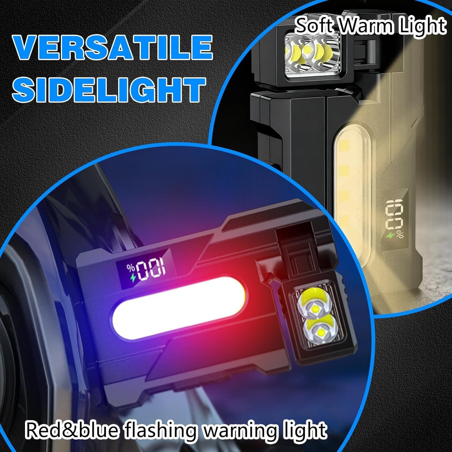 Wrrozz Lampe de poche EDC rechargeable G5, puissante, 500 lumens, super lumineuse, petite lampe de poche avec clip, 1500 mAh, portable et plat, porte-clés magnétique pour camping en plein air et