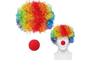 Premium Clown Costume with Wig and Red Nose