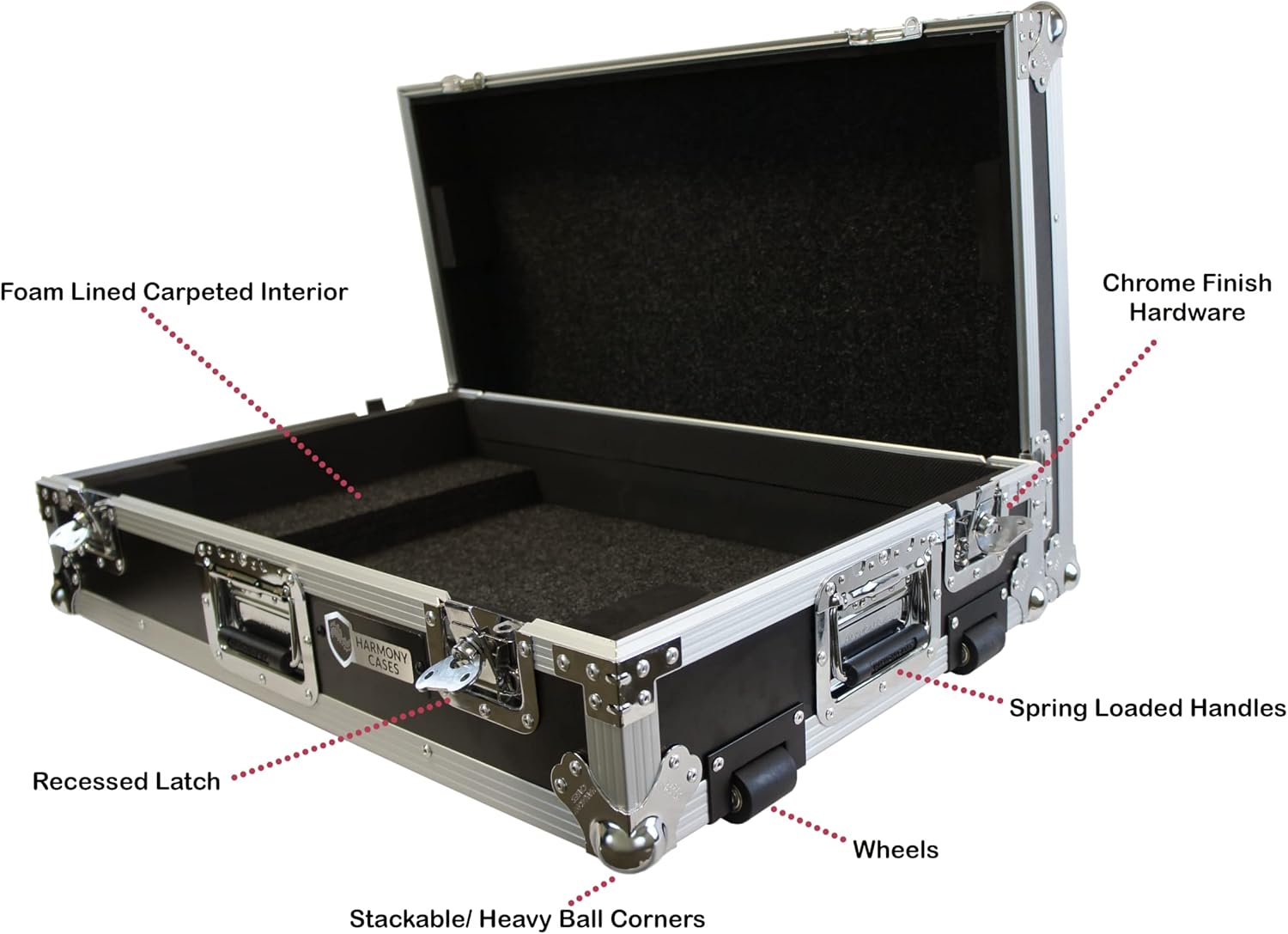 Harmony Audio HCXDJRX3W Flight Road DJ Custom Case fits Pioneer XDJ-RX3 Controller W/Wheels
