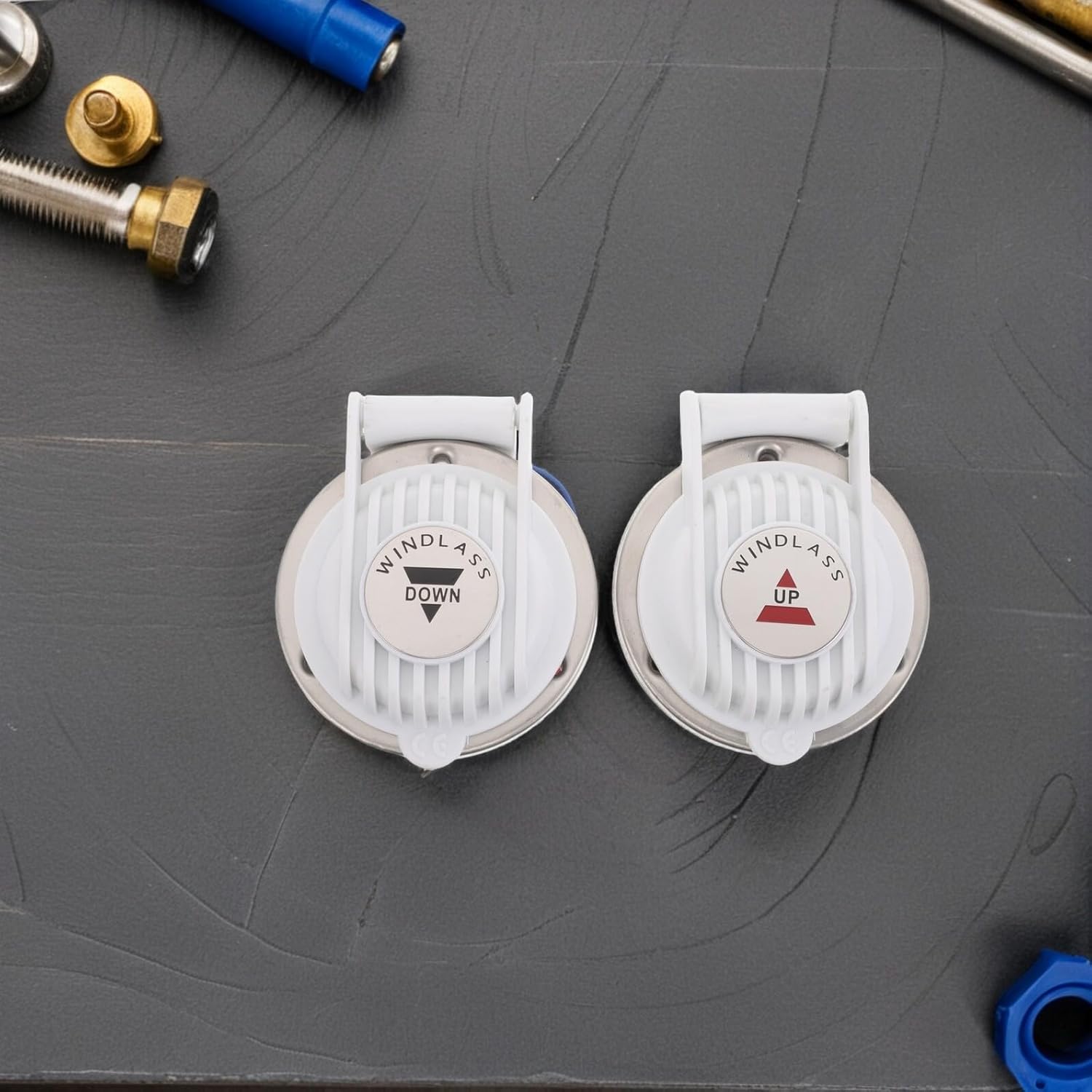 2個船用脚踏スイッチ マリンデッキアンカーウフットペダル コント交換用 防水設計 ホワイト 高耐久 船舶用ロッカースイッチパネル対