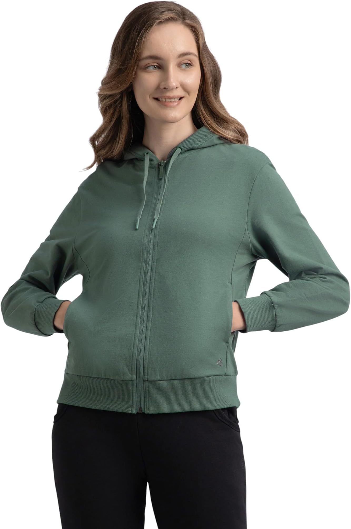 AW30 Women's Super Combed Cotton French Terry Fabric Hoodie Jacket with Side Pockets