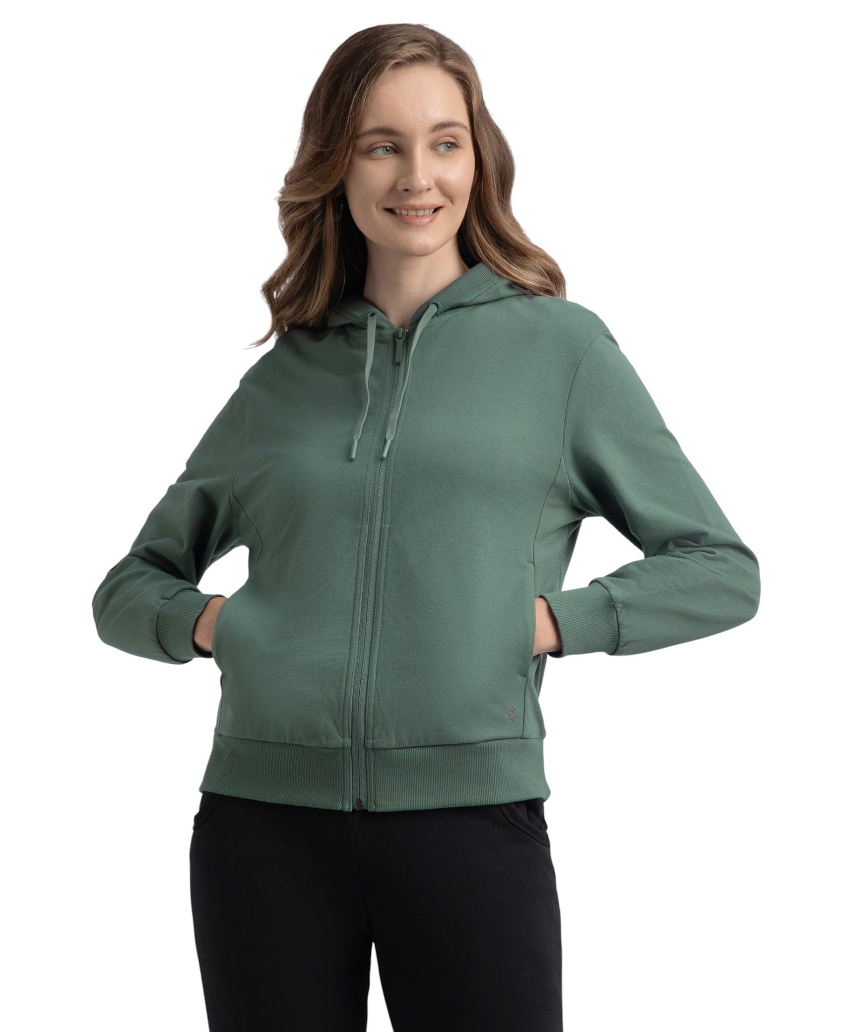 Jockey AW30 Women's Super Combed Cotton French Terry Fabric Hoodie Jacket with Side Pockets