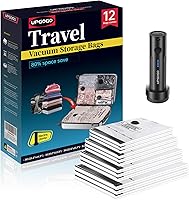 Vista 9 de Bolsas de vacío de viaje para equipaje con bomba eléctrica portátil, bolsas de sellado al vacío para ropa, cubos de embalaje de compresión