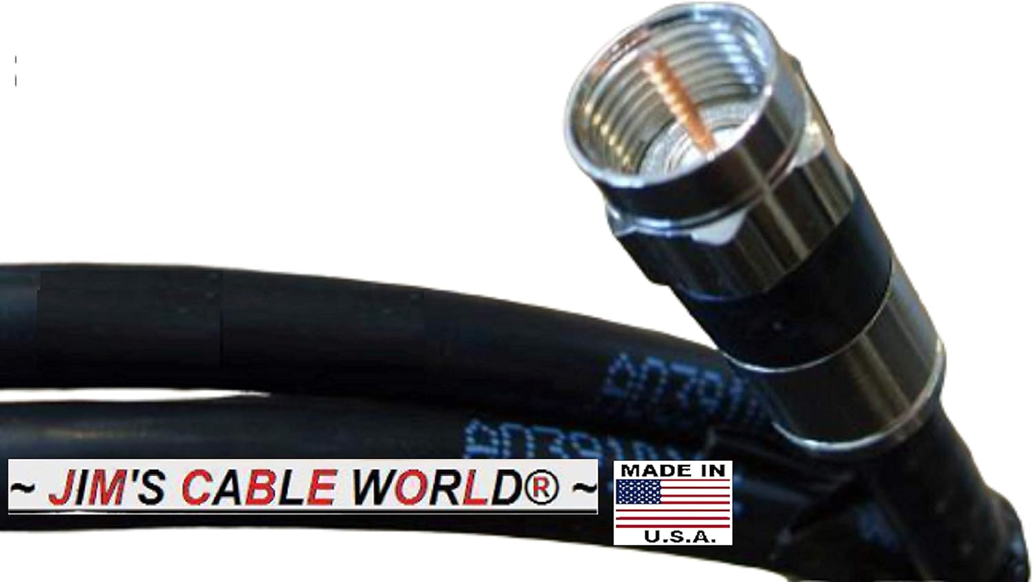 ( 50' Foot Black Digital HD Quality 75 Ohm RG~6 Tri-Shield Coaxial (Coax) Cable Hand Crafted and Made in The USA