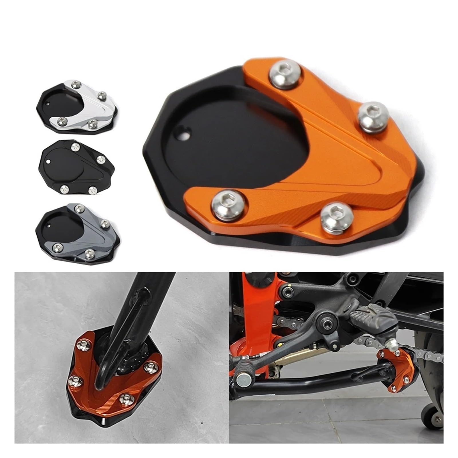 Prolunga per cavalletto per moto Ingrandisci piastra per cavalletto laterale per moto(D'argento)