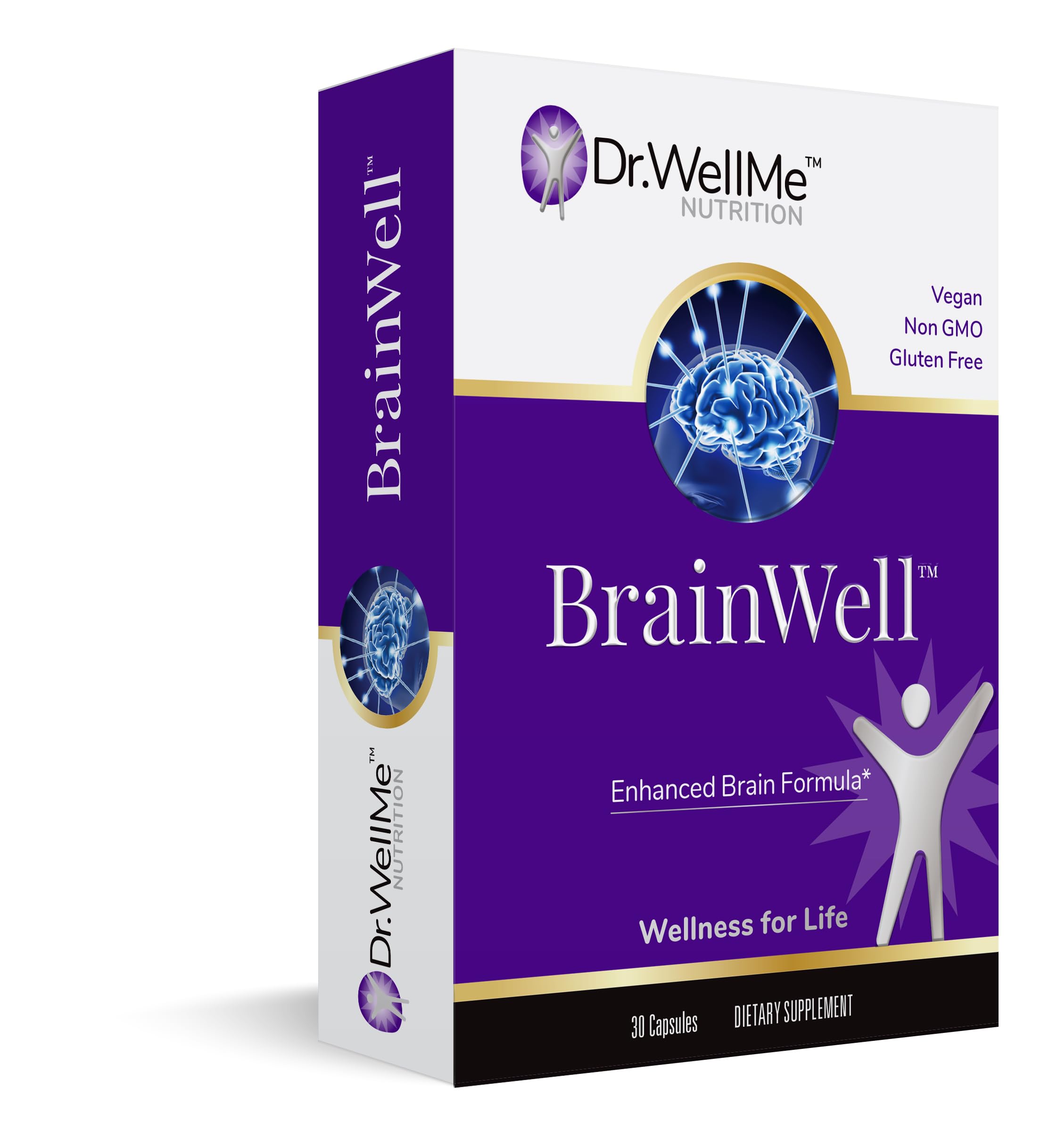 Dr.WellMe- Nootropic Brain Booster Supplement with Turmeric & Ginkgo Biloba for Men & Women – L-Theanine, Vitamin D3 to Enhance Memory, Focus & Cognitive Health – Vegan Capsules (30 Count)