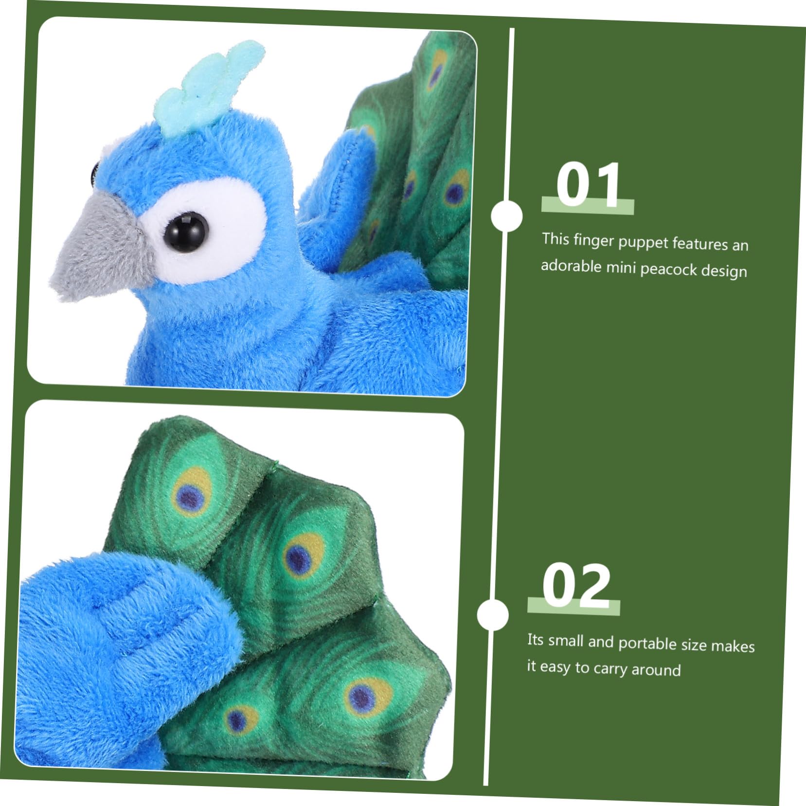 Gatuida Marionnette à Doigt Oiseau Peluche pour Tout-Petits Jeu Interactif Familial Design De Paon Attrayant Et Portable