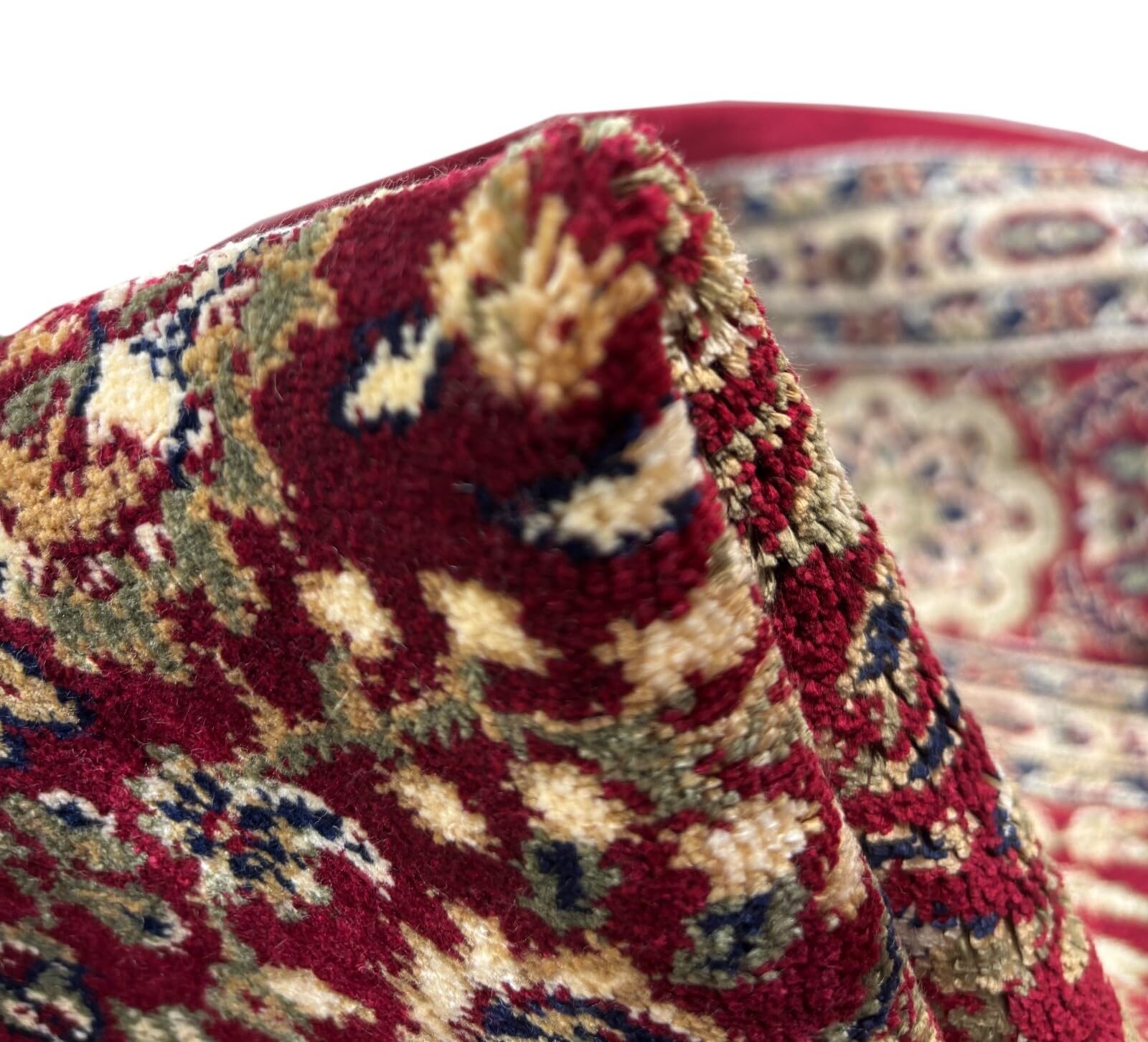 Kashmir Design M38R - Tappeto orientale, 150 x 210 cm, in viscosa lucida, colore: Rosso/Beige