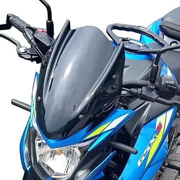 Motorcycle Windshield Deflector with Mounting Bracket Double Bubble Windscreen Compatible with GSX-S750 GSXS750 GSXS 750 2017 2018 2019 2020 2021 2022, Flyscreen Front Wind Shield Screen Visor, Black