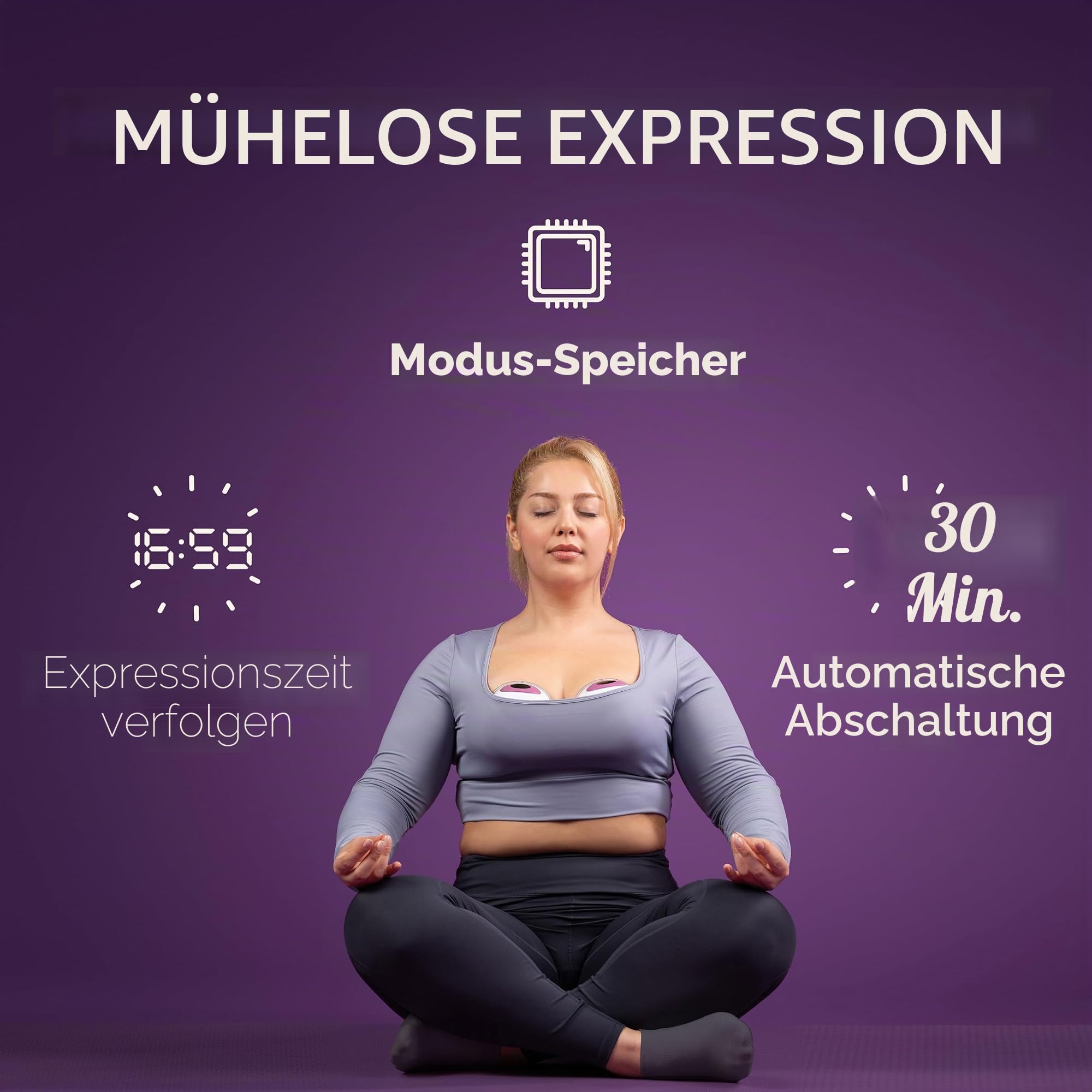 Mochi Tragbare Milchpumpe - Kabellos, Leise & Freisprecheinrichtung - 4 Modi & 15 Stufen - Smart Memory, Digital Display & Auto Shut-Off - Tragbare & Bequeme Elektrische Pumpe für Stillende Mütter