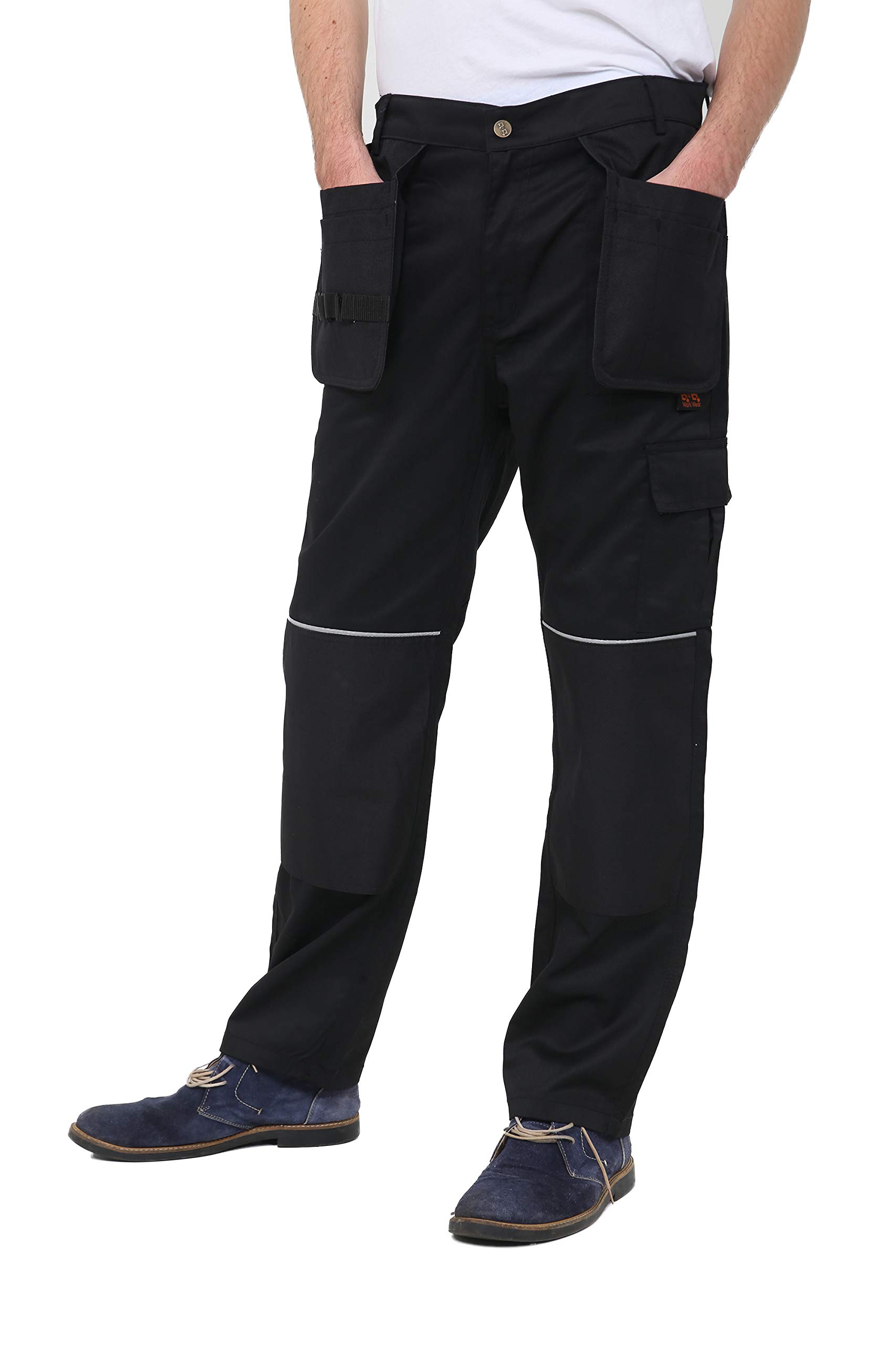 ROCKBERRY Mens Cargo Combat Work Trouser with Knee Pad Pockets and Reinforced Seams