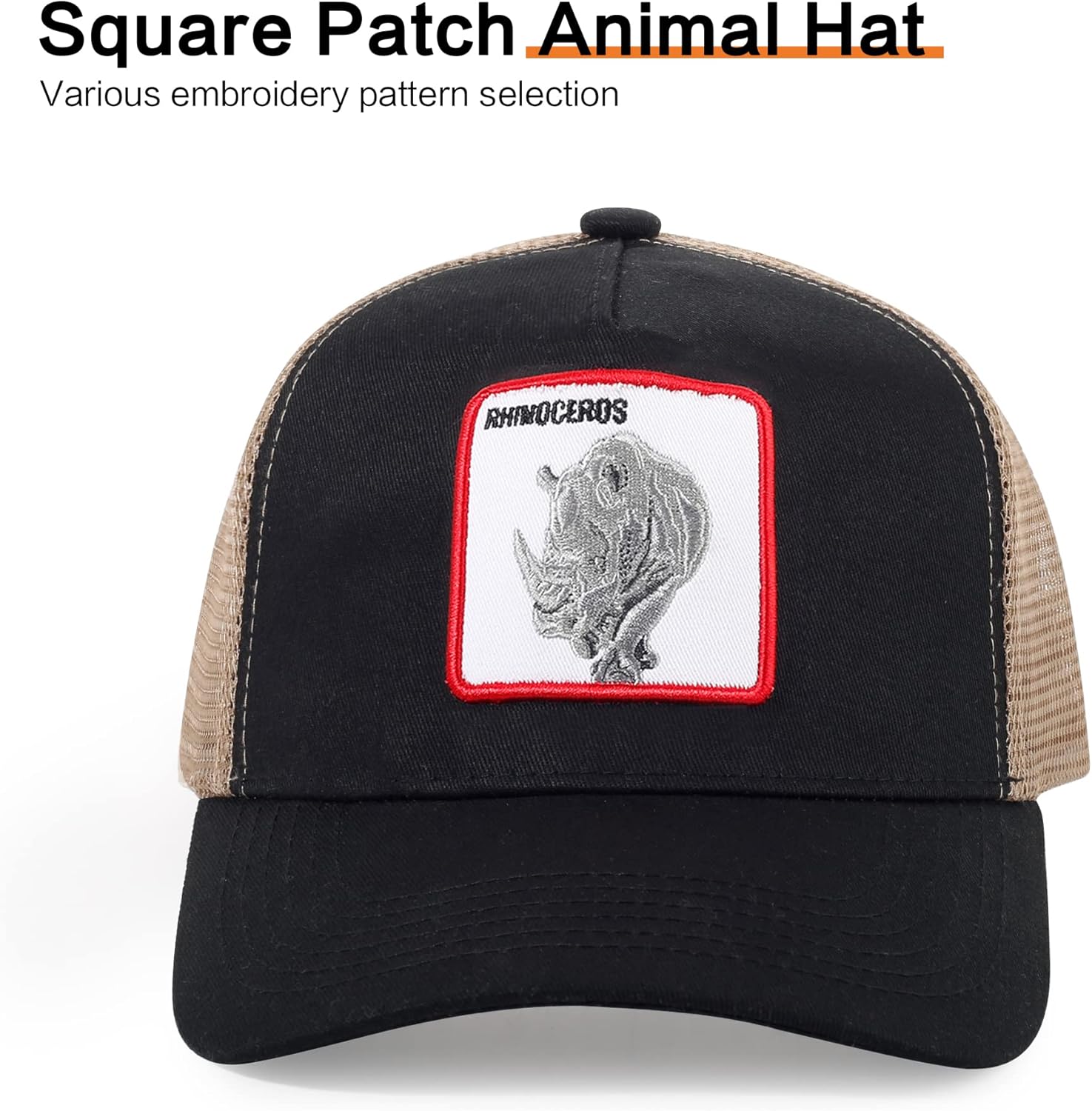 Trucker Hat Men Animal Snapback Hats Adjustable Embroidered Baseball Cap Mesh Breathable Square Patch Women Caps - Image 2