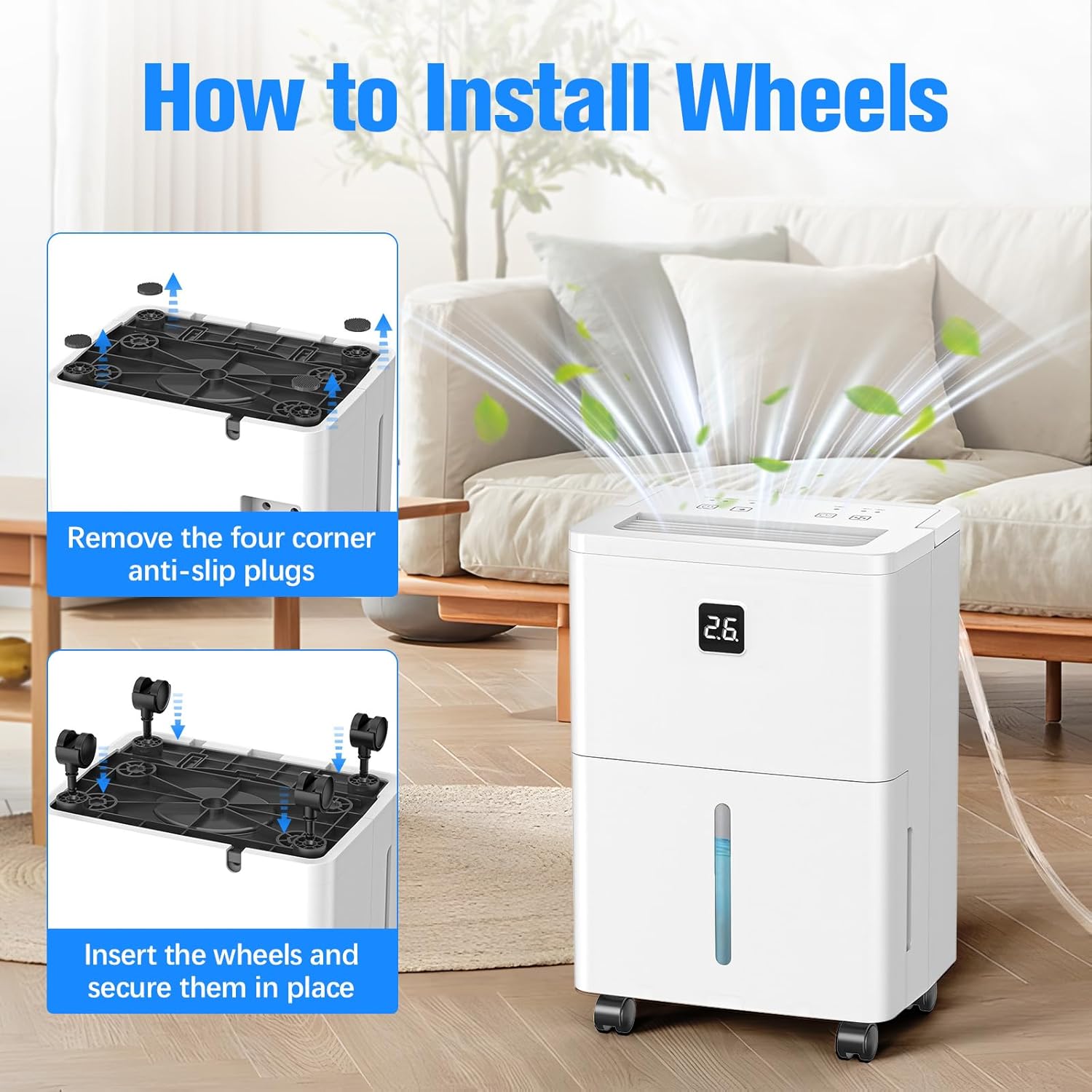 DEVERSE Max 25 Pints Dehumidifier for Home/Bedroom/Basement, 1500 Sq.Ft Coverage, with Drain Hose, Smart Humidity Control & Large Tank