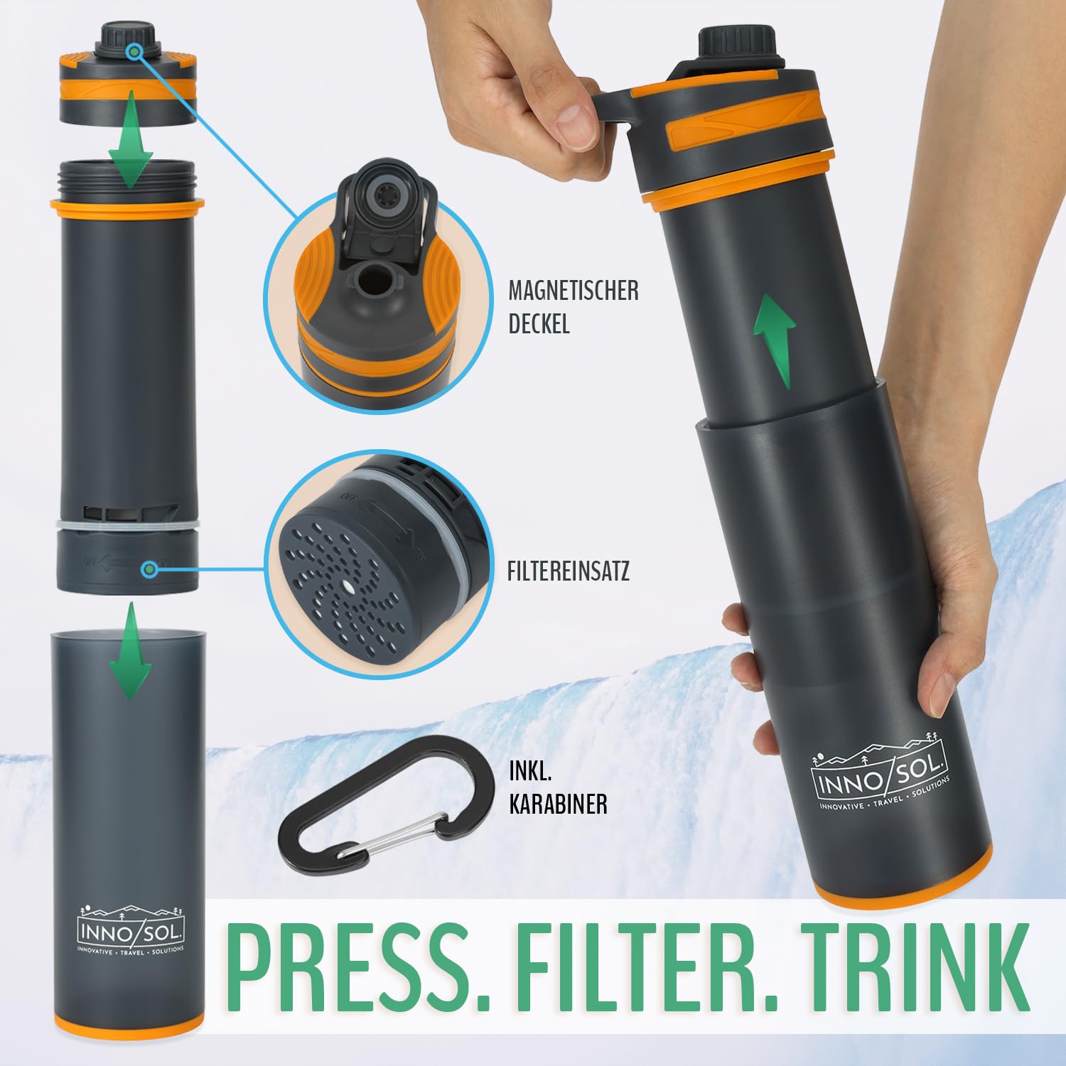 Wasserfilter Flasche I Outdoor Survival Trinkflasche Filter 500 ml