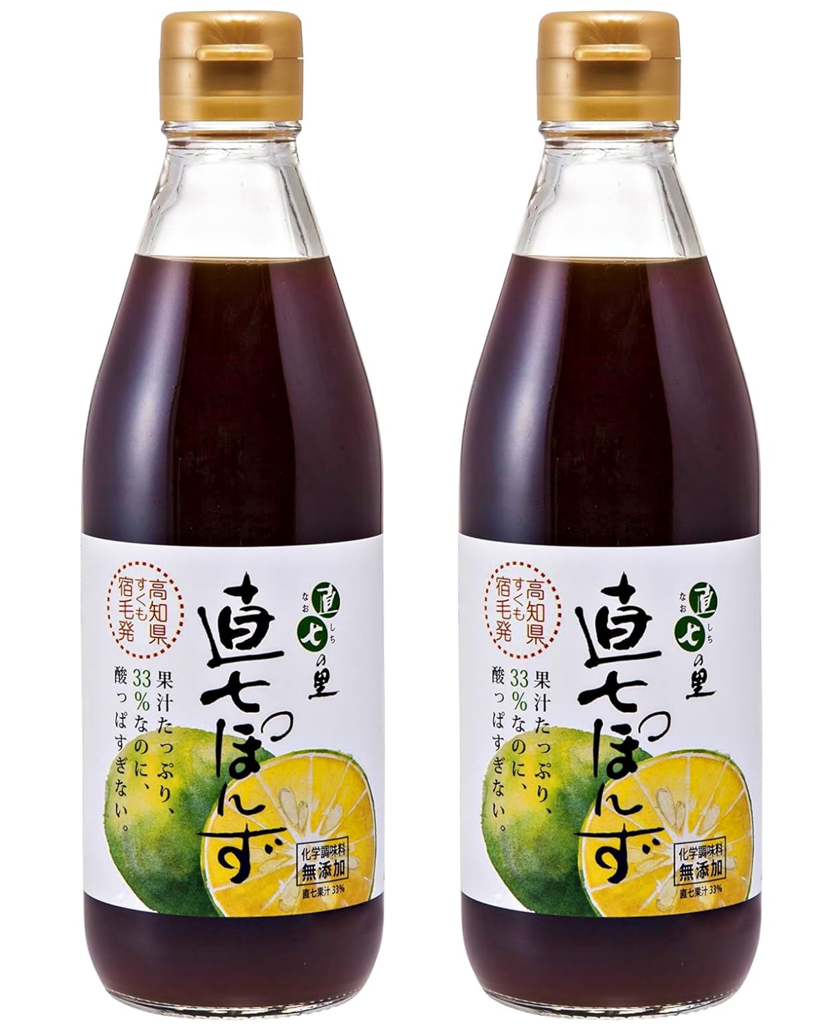 Amazon.co.jp: 直七ぽんず 無添加 果汁33％ ポン酢 360ml x 2 : 食品