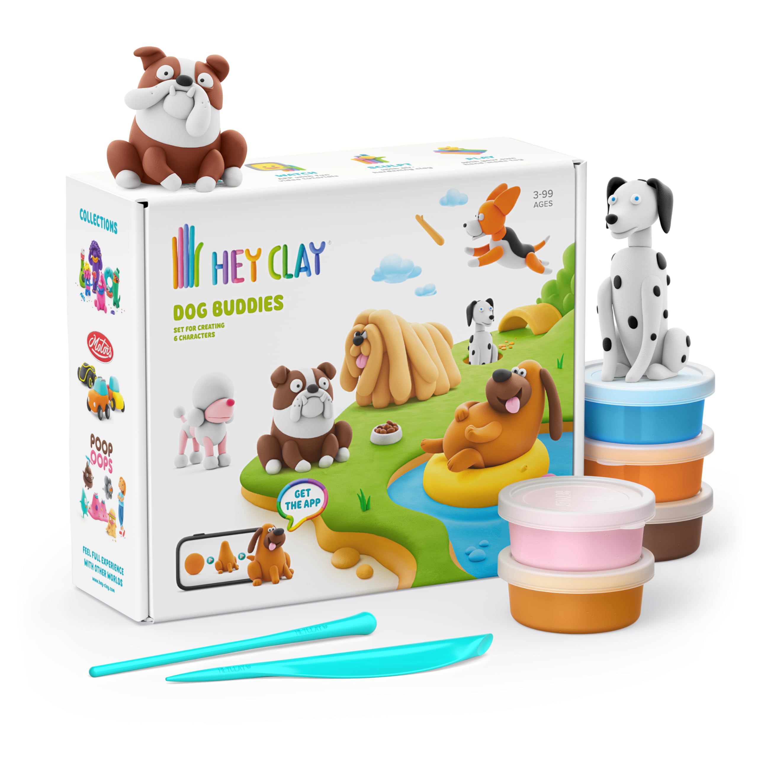HEY CLAY Dog Buddies, 15 cans - Air Dry Clay kit for Kids Age 3+ - Creative Set for Sculpting