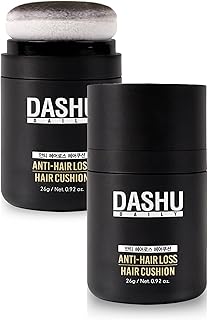 DASHU Daily Hair Cushion for Hair Fall | Hair Fibers for Thinning Hair Temporary Hair Color for Gray Hair Coverage Root Concealer Hairline Powder | Waterproof Bald Spot Cover Up for Men 0.56oz (Brown)