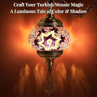 DIY Turkish Mosaic Lamp Kit, 5.2 D Plug-in Pendant Light, Purple