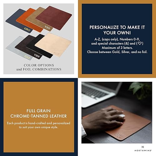 Miniatura 3 de Custom Leather Mousepad. Perfect Gift For Weddings, Anniversaries, Birthdays, And Special Occasions. Monogrammed Mousepad. Personalized Mousepad.