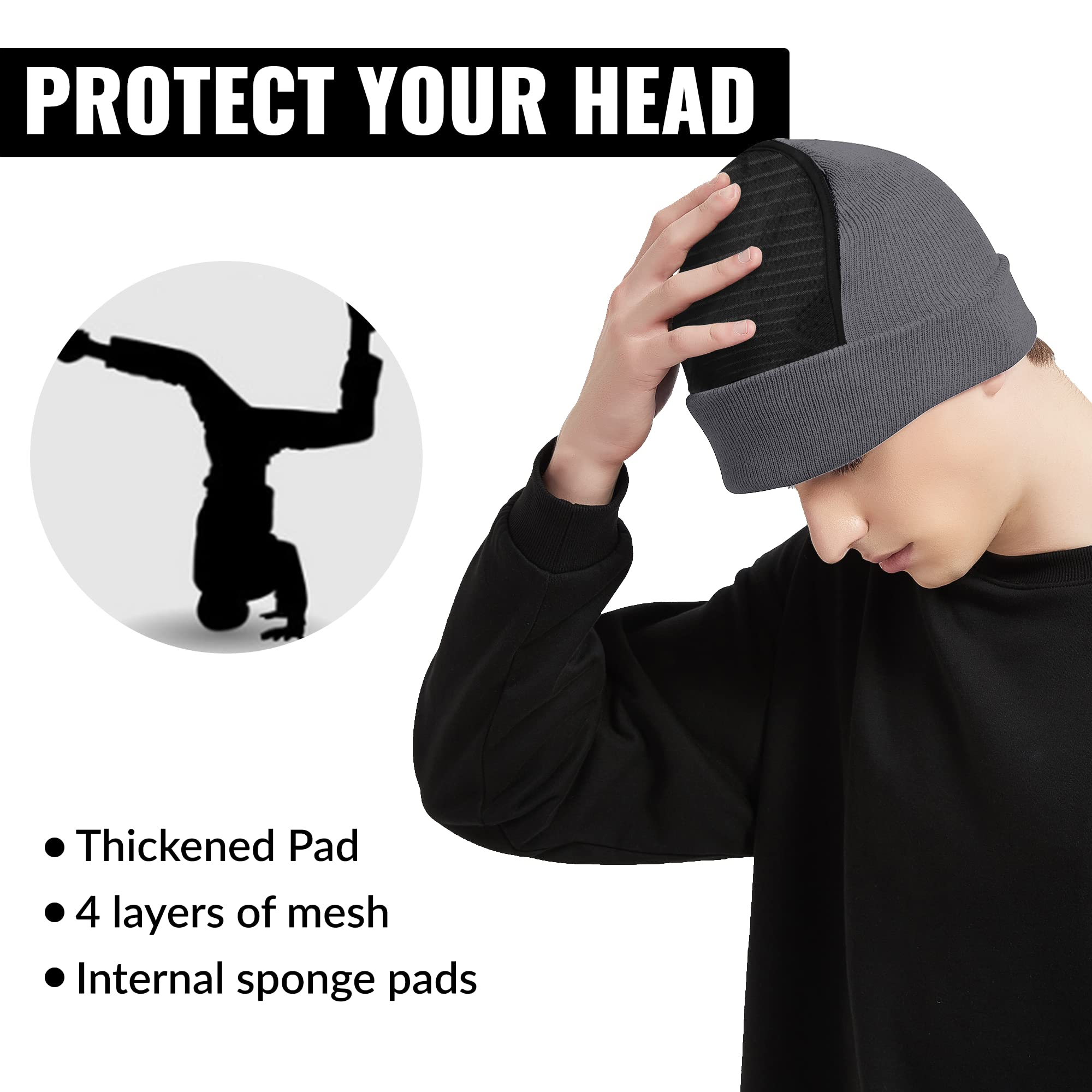 Professional Bboy Cap Padded Head Spin Beanie Knitted Cotton Spin Hat