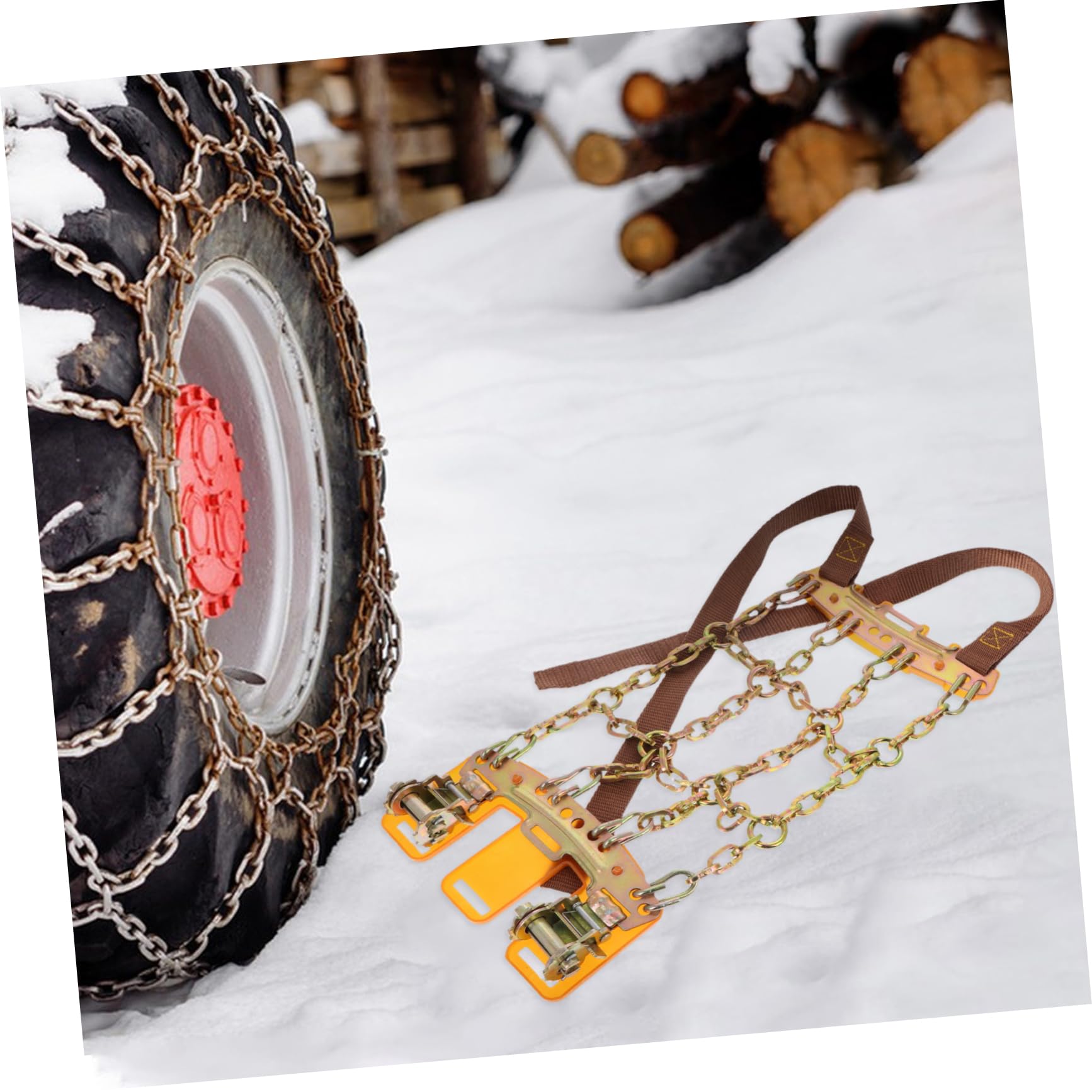 Zerodeko Catene da Neve Regolabili in Acciaio Oro Design Ninesquare Antiscivolo per Pneumatici Auto, Facili da Installare, per Neve e Ghiaccio