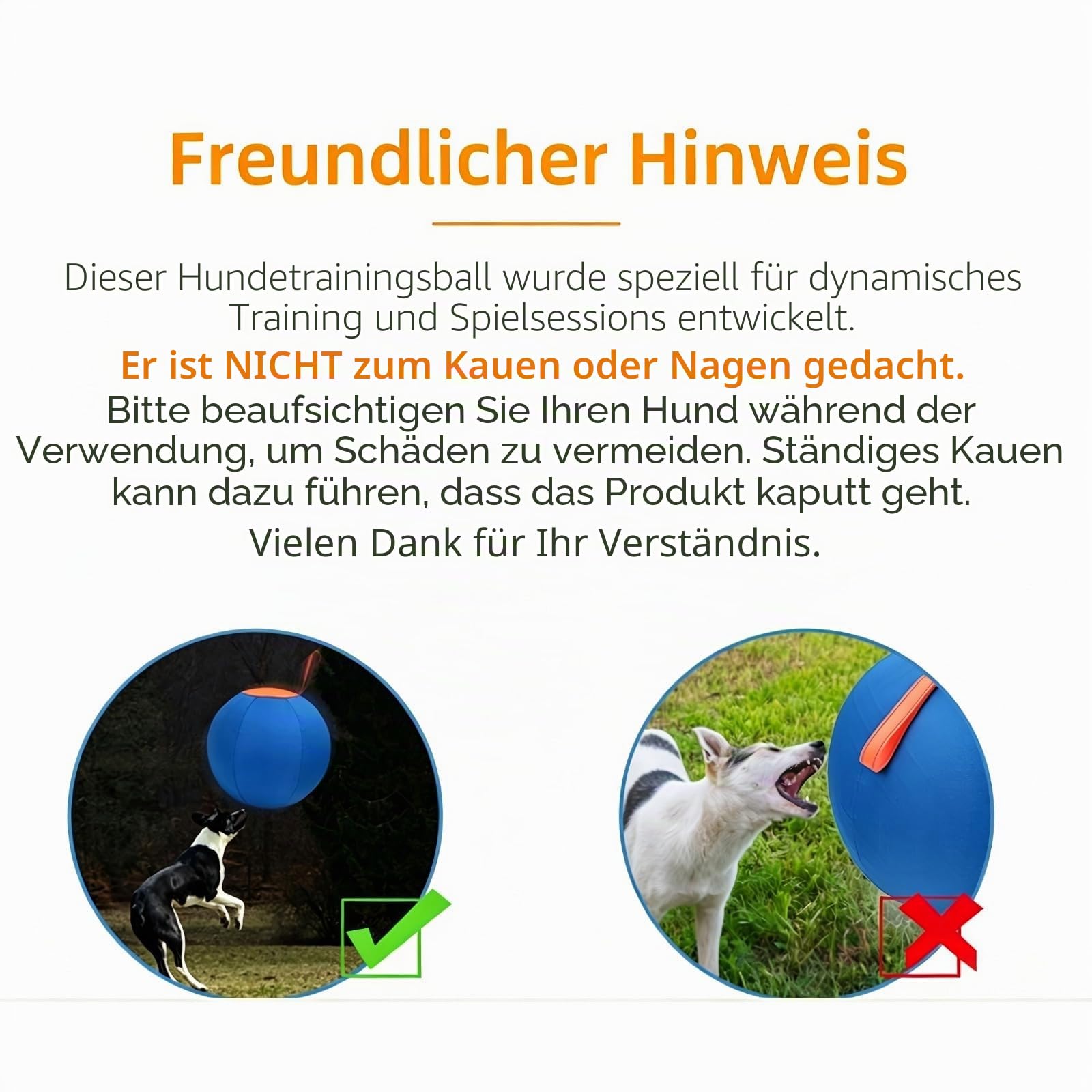 LentivaNorden Original Treibball, Treibball Für Hunde, Interaktives Hundeball für Innen und Außenbereich (Blau,L:65CM)