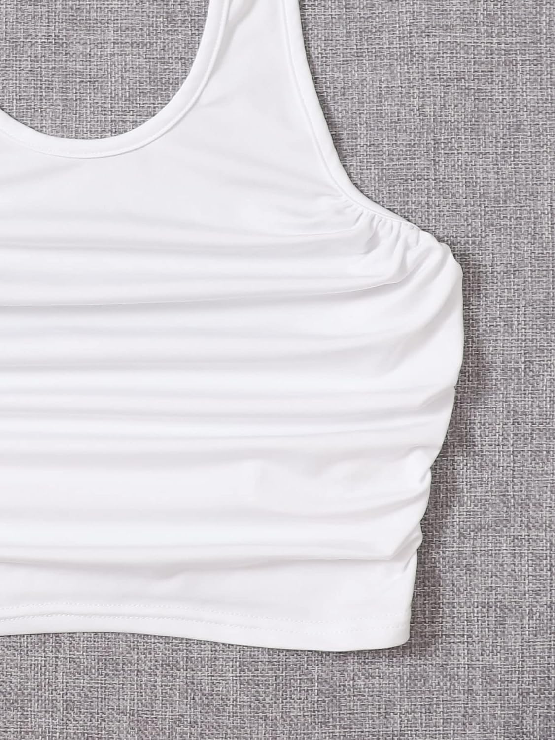 SHENHE Girl's Ruched Sleeveless Backless Scoop Neck Ribbed Halter Tank Crop Tops