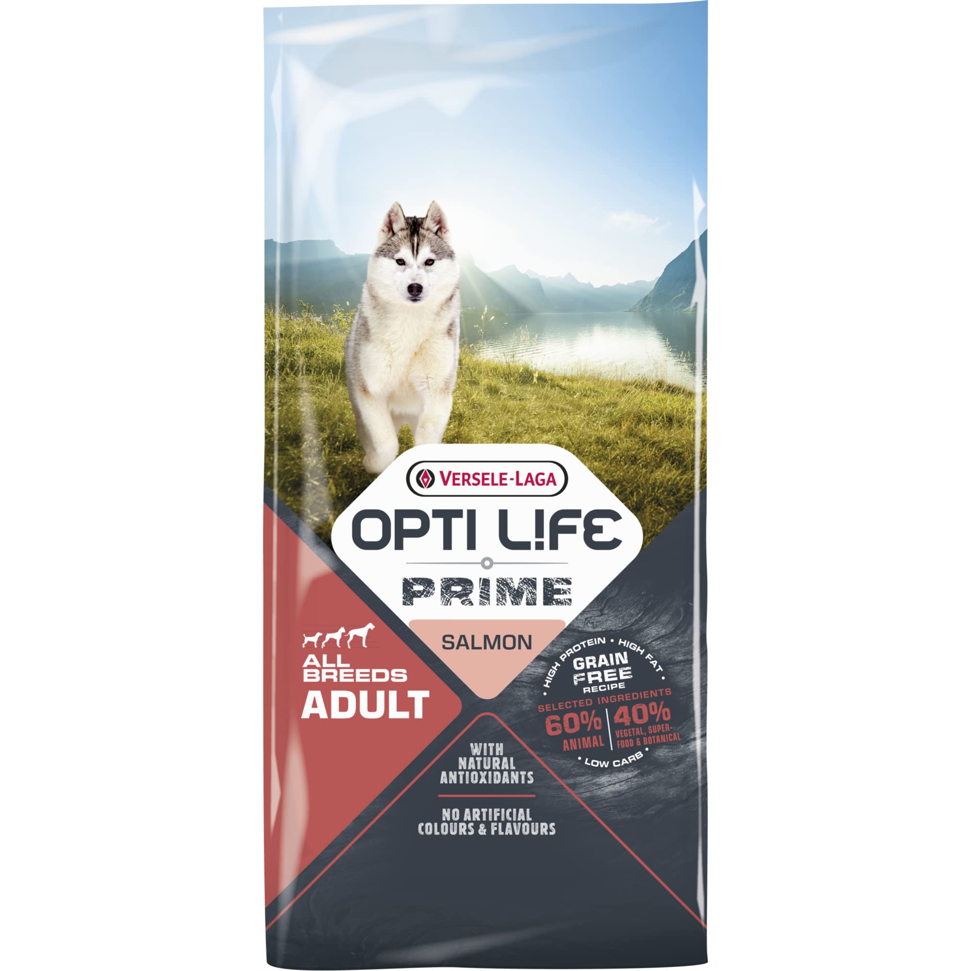 VERSELE-LAGA - Opti Life Prime Adult Salmon - Łosoś - Karma dla psów wszystkich ras - bez zbóż - 12,5kg