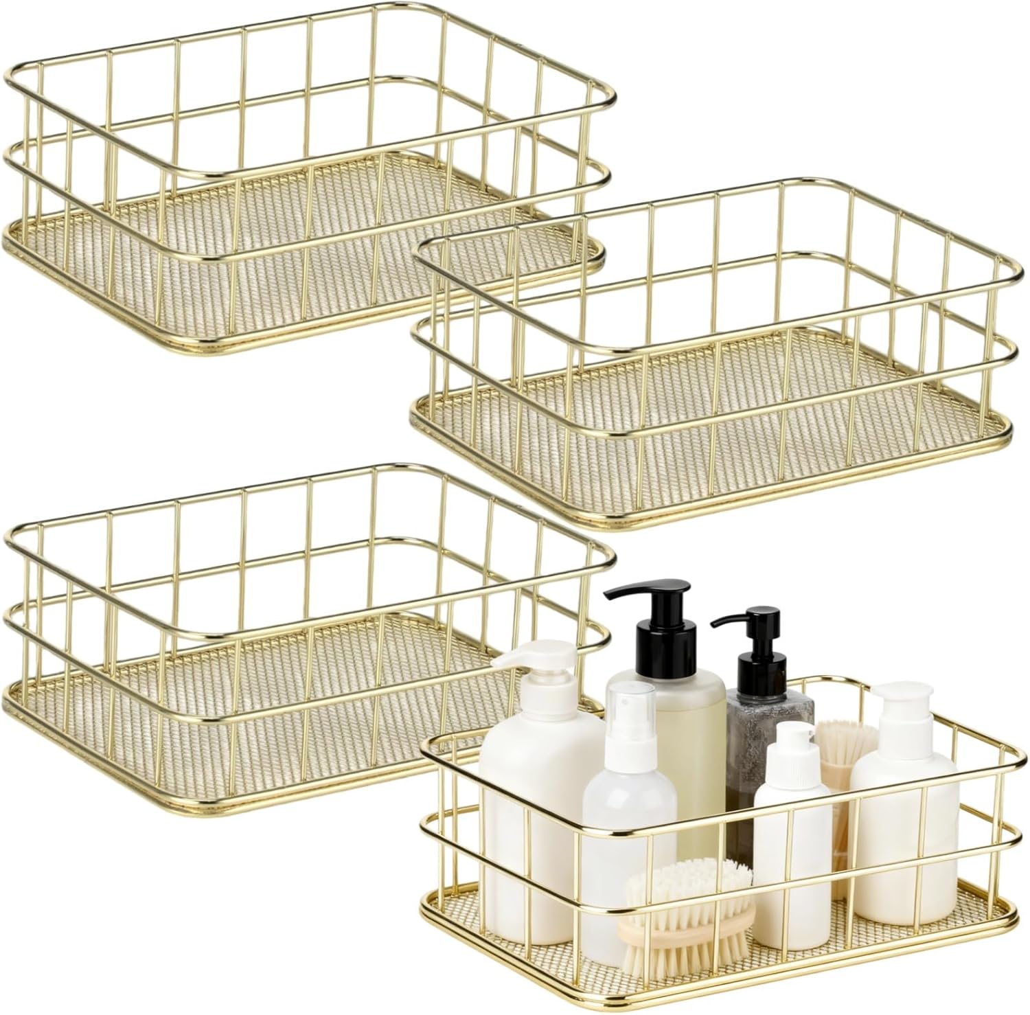 4 Pcs Small Metal Basket, Open Design Wire Mesh Storage Bin Set for Organizing, Versatile Basket for Snacks, Cosmetics, Sundries, 6.7 X 4.7 X 2.4 in