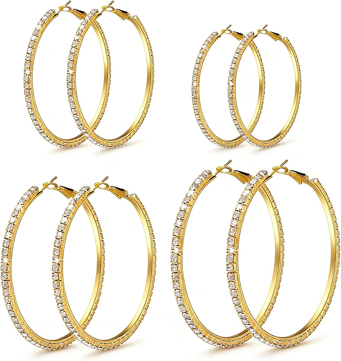 4 Pairs Gold Hoop Earrings for Women