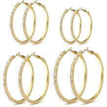 14K Gold Plated Stainless Steel Hoop Earrings - Hypoallergenic, Lightweight, 4 Pairs