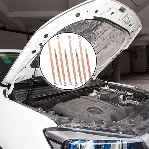 Miniatura 5 de Correas de tierra para motor, 5 correas de cable de conexión a tierra universales de cobre automotriz de 12 pulgadas0.984 in, correas de cable de