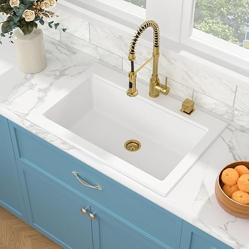 Miniatura 143 de Sarlai Fregadero de cocina negro de 18 x 18 pulgadas, fregadero de estación de trabajo de preparación de barra de 18 x 18 pulgadas, fregadero