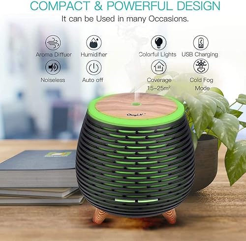 Miniatura 5 de CkeyiN Mini difusor de aceite esencial portátil para aromaterapia humidificador de aceite aromático con 2 modos de niebla apagado automático sin