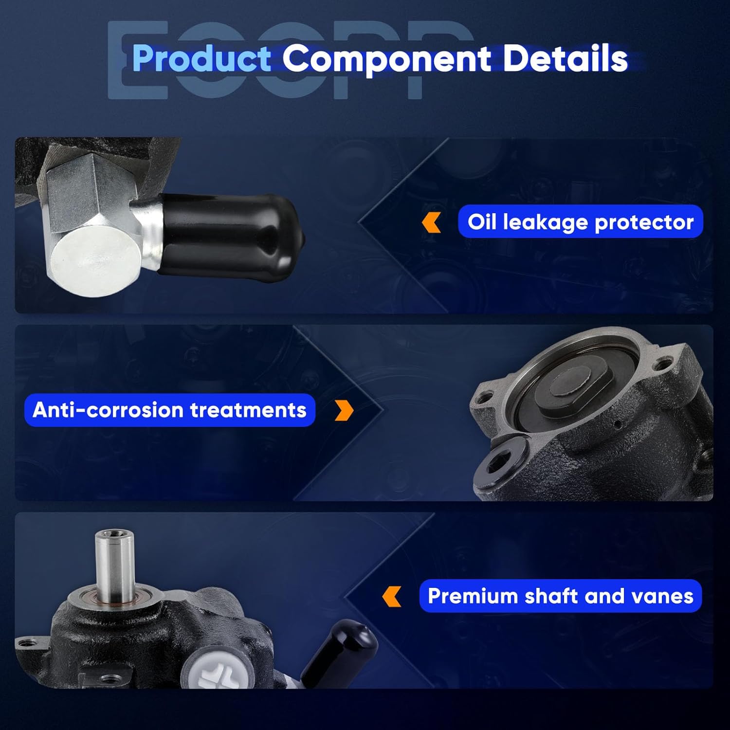 ECCPP Power Steering Pump for 7C3Z3A674D fit for Ford F-250 F-350 F-450 F-550 Super Duty V8 6.4L Diesel 2008 2009 2010