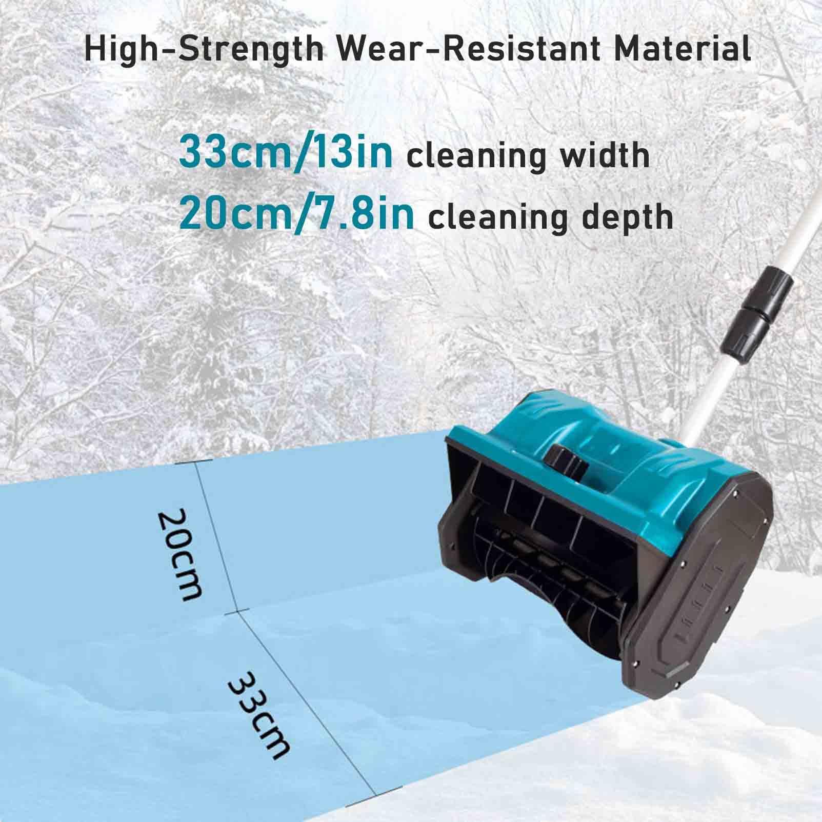 Pala da neve elettrica senza fili, spazzaneve a mano con percorso di sgombero da 33 x 19,8 cm, spazzaneve alimentato con batteria e caricabatterie