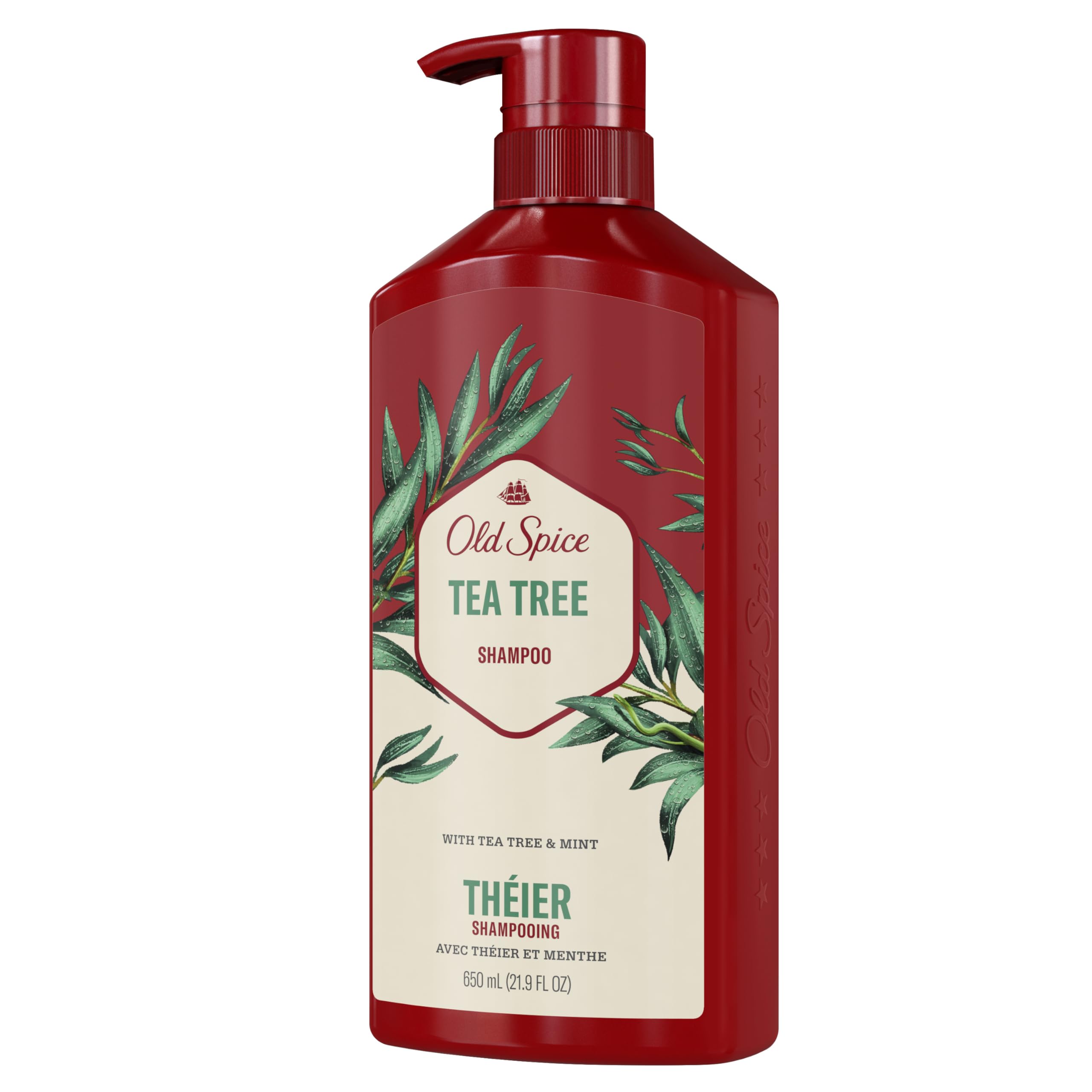 Old Spice Tea Tree Shampoo for Men, Healthier, Fuller, More Moisturized Looking Hair, 21.9 Fl Oz Each, Twin Pack