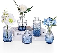 Vista 11 de Fixwal Juego de 5 jarrones pequeños, florero pequeño para flores, jarrón de vidrio para decoración del hogar, decoraciones de boda, jarrones