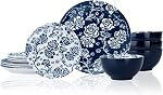 Wisenvoy Dinnerware Sets Plates and Bowls Set 12 Piece Ceramic Dish Set Plate Set Stoneware Service for 4 Dinner Plate