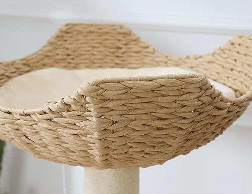 Vista 16 de SHENGOCASE Cat Tower Tree - Accesorios de repuesto para árbol de mesa, cesta de mimbre tejida a mano con cojín suave (1 unidad)
